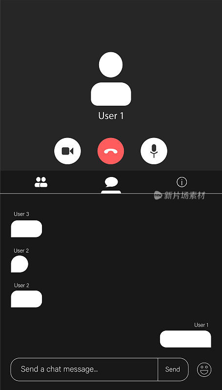 UI/UX视频会议、视频会议呼叫窗口叠加。手机版。
